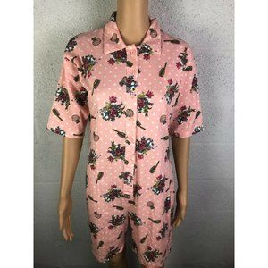 Corinna Fashions Style L5382 Pink Floral & Hair Brush Sleep Romper Size S